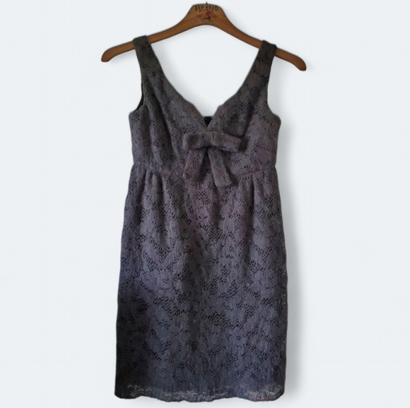 Anthropologie x Anna Sui Mohair Pointelle Grey Bow Dress - Picture 1 of 6